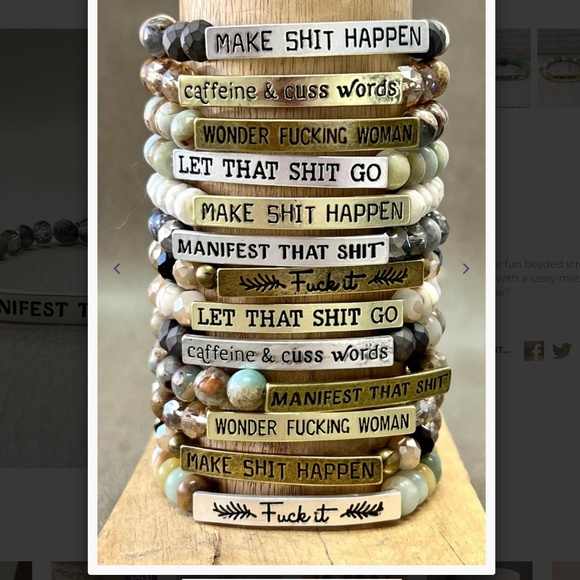 Boho “ Make sh!t Happen “ Beaded Sassy Bracelet with Crystal Beads R4A - Picture 2 of 2